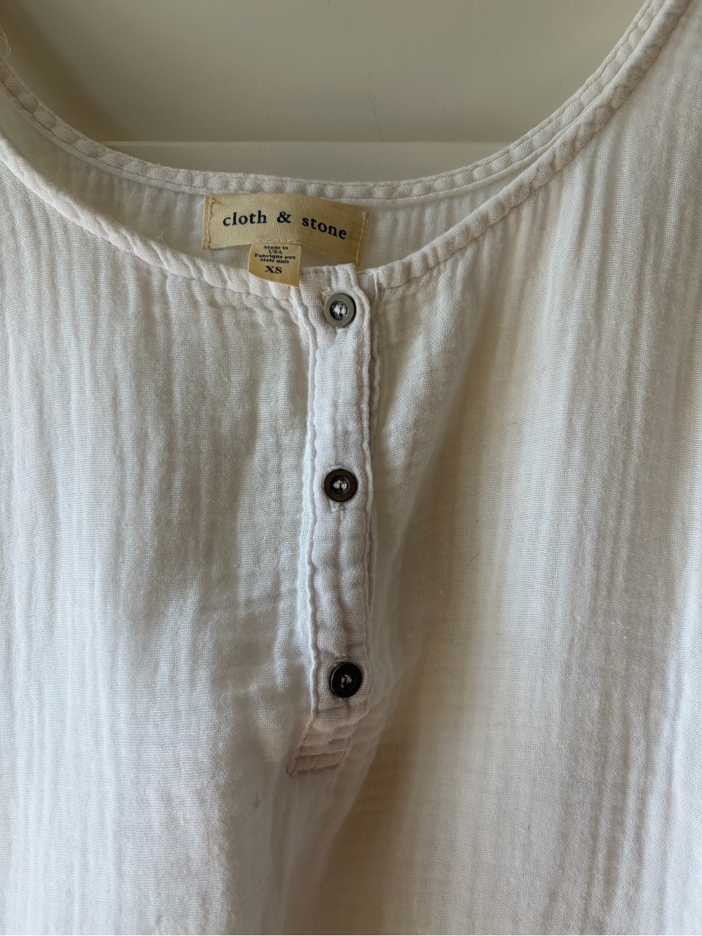 CLOTH & STONE EUC White Gauze Gauzy Cotton Button Front Tank Top XS - Picture 2 of 8